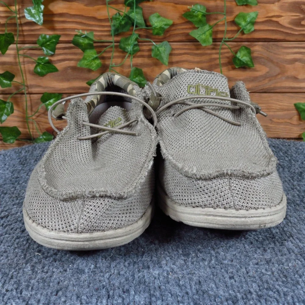 Hey Dude Wally Sox Mens‎ Loafers Size 10 Walking Shoes Tan Stretch Knit Slip On
